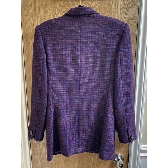 Vintage Liz Claiborne Collection Blazer Jacket Tweed Plaid Wool Purple Womens 6 - Picture 2 of 10